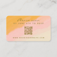 Carte RSVP Budget Aquarelle rose Jaune QR Code