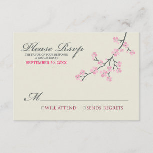 Carte RSVP Cerry Blossoms (rose/gris)
