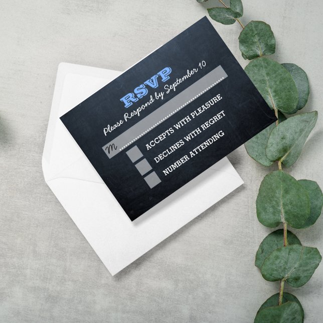 Carte RSVP Chalkboard Blue Bar Mitzvah (Créateur téléchargé)