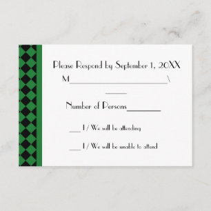 Carte RSVP ChequerBoard (verte/noire)