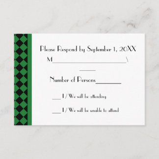 Carte RSVP ChequerBoard (verte/noire)