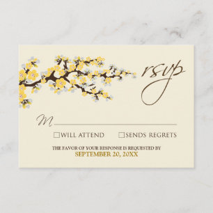 Carte RSVP Cherry Blossoms (jaune)