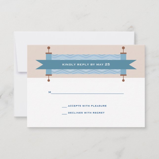 Carte RSVP Chevron Blues Bar Mitzvah (Devant)