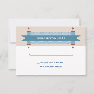 Carte RSVP Chevron Blues Bar Mitzvah