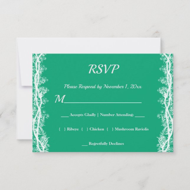 Carte RSVP Chic White Botanical Border Wedding (Devant)