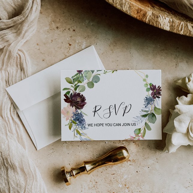 Carte Rsvp Choice Floral et Verdure de Bourgogne (Créateur téléchargé)