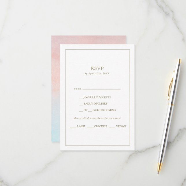 Carte RSVP Choix de la carte RSVP (Devant/Arrière en situation)