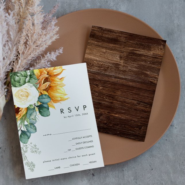 Carte RSVP Choix du menu Tournesol de pays gras (Créateur téléchargé)