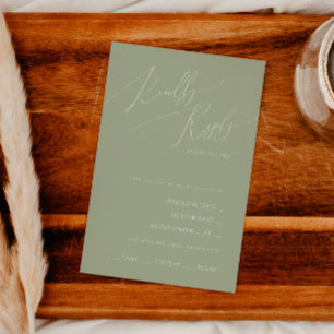 Carte RSVP Choix du menu vert Sage Script Whimsssa