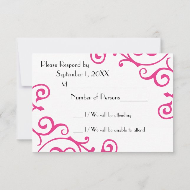 Carte RSVP Cirrus Ivory (Magenta) (Devant)