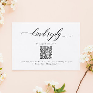 Carte RSVP Classic Elegant Script Mariage QR Code