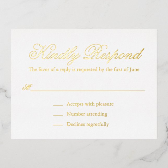 Carte RSVP classique de mariage élégant (Recto)