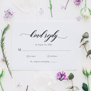 Carte RSVP classique de mariage élégant de script