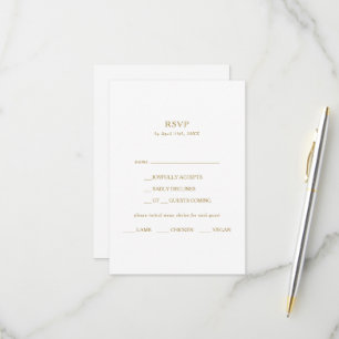 Carte RSVP classique minimaliste Gold Menu Choice