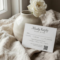Carte RSVP Code QR Photo Blanc Cassé