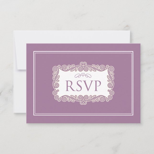 Carte RSVP Coeur Charming (violet) (Devant)