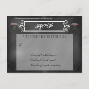 Carte RSVP Coeurs et Fleurs de tableau de bord