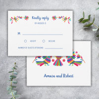 CARTE RSVP COLORÉE OTOMI MEXICAN