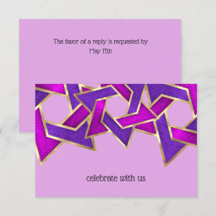 Carte RSVP couleur violet rose étoile David