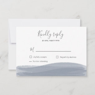 Carte RSVP coup de pinceau aquarelle bleu poussiér