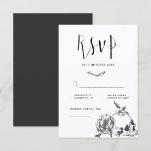 Carte RSVP crâne gothique à main