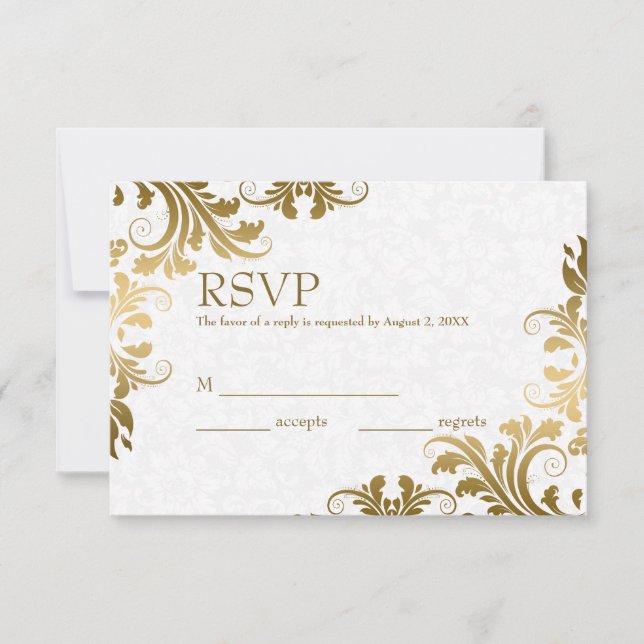 Carte RSVP Damas & Or (Devant)