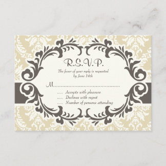 Carte RSVP Damask Crème