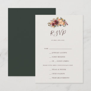 Carte RSVP de choix à la carte verte orange de Bou