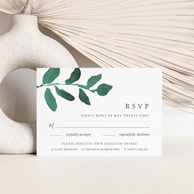 Carte RSVP de choix de repas botanique pressé | Em (Créateur téléchargé)