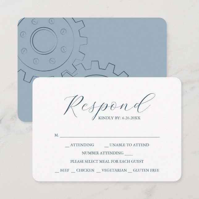 Carte RSVP de choix de repas Mariage industriel ch (Devant / Derrière)