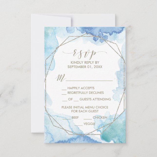 Carte RSVP de choix du menu Aquarelle géométrique (Devant)