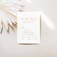 Carte RSVP de choix du menu de calligraphie or
