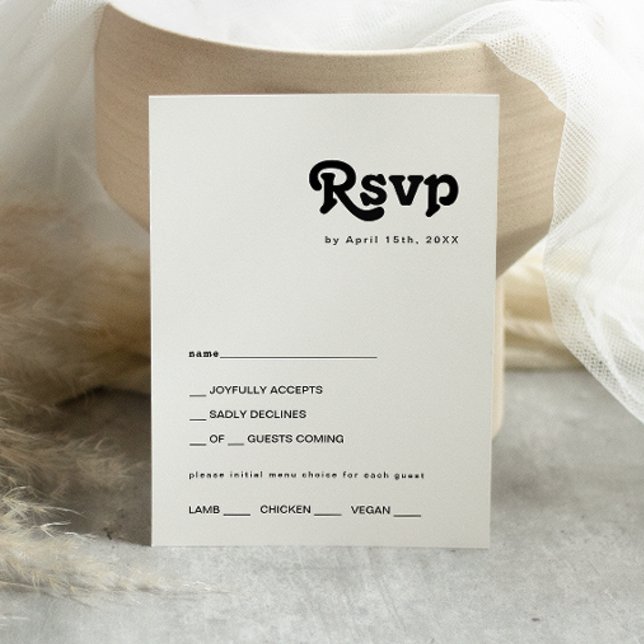 Carte RSVP de choix du menu de lettres rétro moder (Créateur téléchargé)