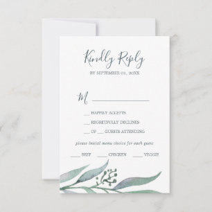 Carte RSVP de choix du menu Eucalyptus violet et v