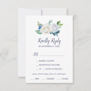 Carte RSVP de choix du menu Fleurs blanches classi