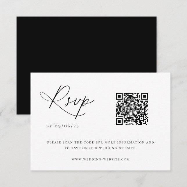 Carte RSVP de code QR Chic Mariage contemporain (Devant / Derrière)