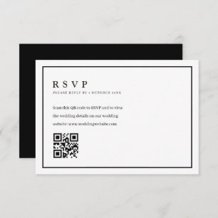 Carte rsvp de code QR de mariage de cadre formel t