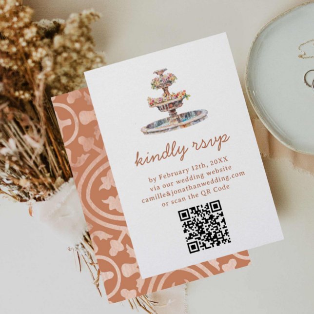 Carte RSVP de code QR de mariage de destination ru (Rustic Outdoor Wedding QR Code RSVP Card)