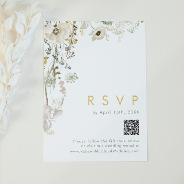 Carte RSVP de code QR du Fleur sauvage Whimsical (Créateur téléchargé)