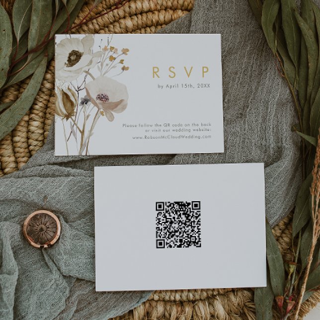 Carte RSVP de code QR du Fleur sauvage Whimsical (Créateur téléchargé)
