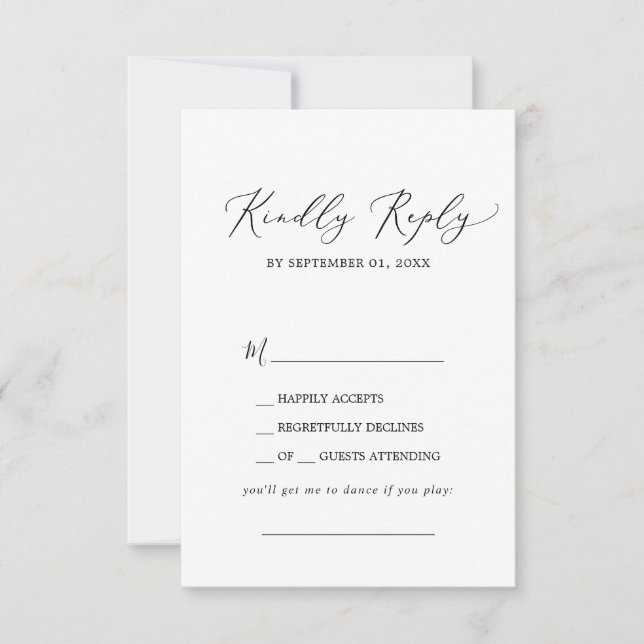 Carte RSVP de demande de chanson de calligraphie n (Devant)