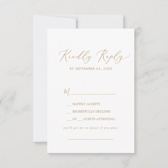 Carte RSVP de demande de chanson de calligraphie o (Devant)
