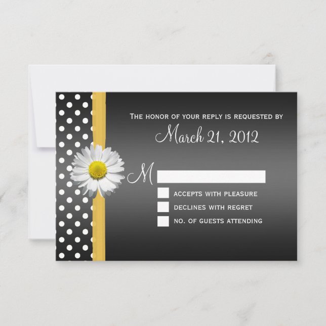 Carte RSVP de marguerite noire et jaune (Devant)