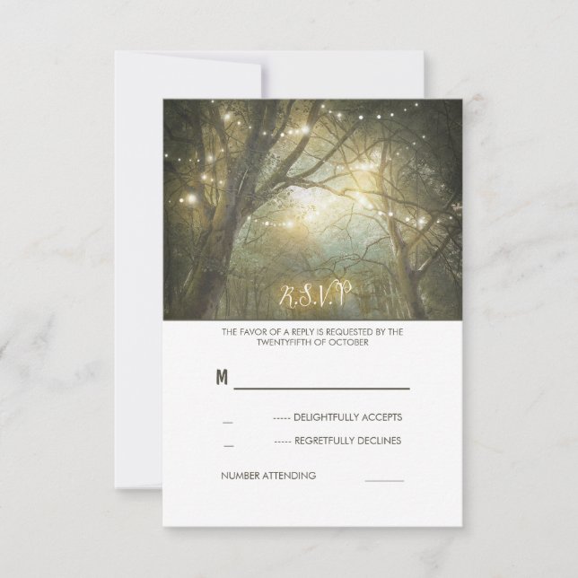 Carte RSVP de mariage à cordes de bois rustique (Devant)