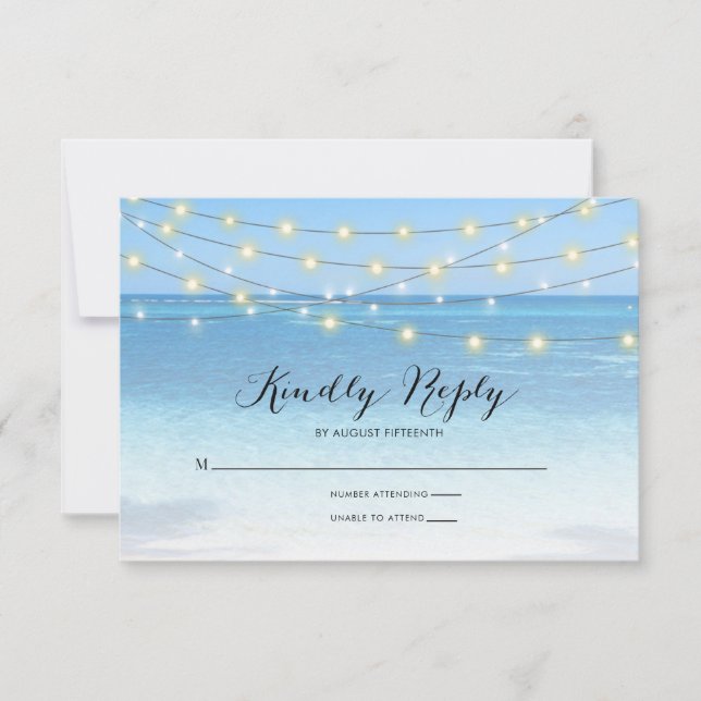 Carte RSVP de mariage à cordes de plage (Devant)