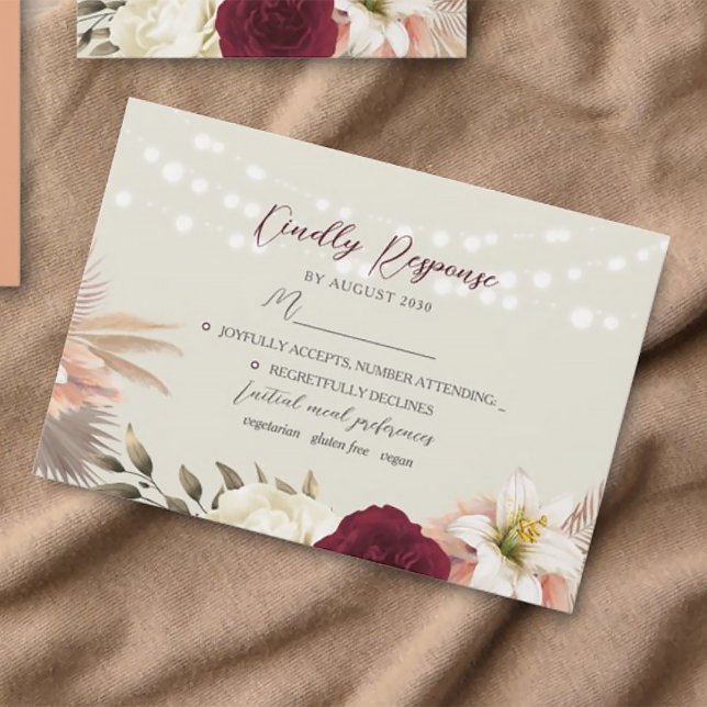 Carte RSVP de mariage à cordes florales rustiques (Créateur téléchargé)