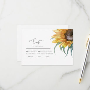 Carte RSVP de mariage à grande tournesol simple