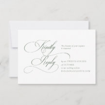 Carte RSVP de mariage à monogramme vert foncé