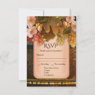 Carte RSVP de mariage à thème du vin