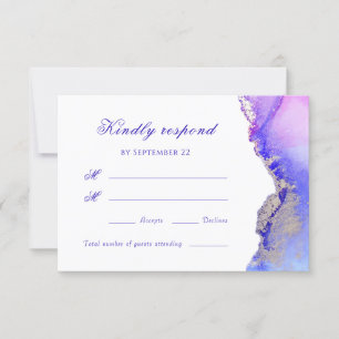 Carte RSVP de mariage Abstrait pourpre
